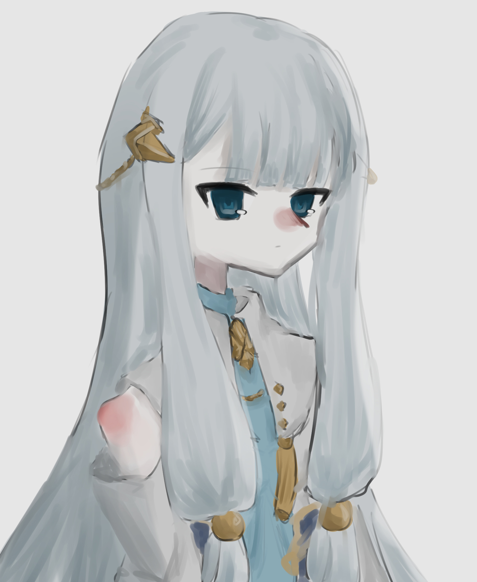 shaman of the mirror (grimms notes), grimms notes, bad id, bad twitter id, 1girl, blue eyes, closed mouth, ger0 0o, solo, upper body