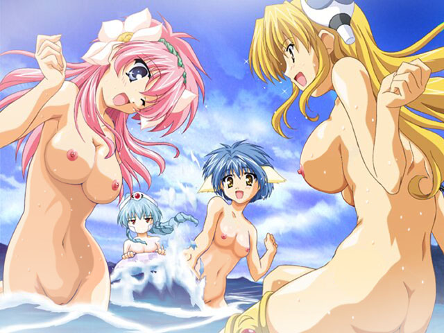 milfeulle sakuraba, mint blancmanche, ranpha franboise, vanilla h, galaxy angel, nude filter, third-party edit, 00s, 4girls, animal ears, blonde hair, blue eyes, blue hair, breasts, cloud, dutch angle, green hair, happy, large breasts, long hair, looking at viewer, multiple girls, nipples, nude, ocean, one eye closed, open mouth, outdoors, pink hair, pussy, short hair, sky, small breasts, small nipples, smile, uncensored, yellow eyes