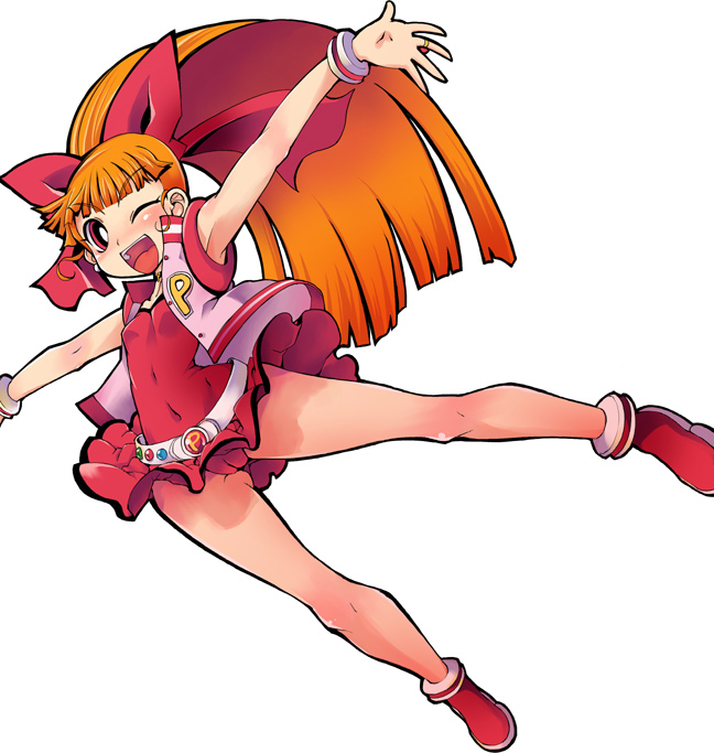 maybe, akazutsumi momoko, hyper blossom, powerpuff girls, powerpuff girls z, 00s, 1girl, cameltoe, fat mons, female focus, ponytail, solo, thighs