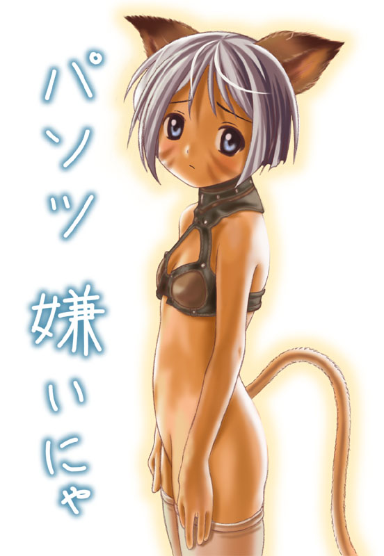 adventurer (ff11), mithra (ff11), final fantasy, final fantasy xi, artist request, translation request, 00s, 1girl, animal ears, cat ears, female focus, flat chest, loli, no panties, petite, solo, thighhighs