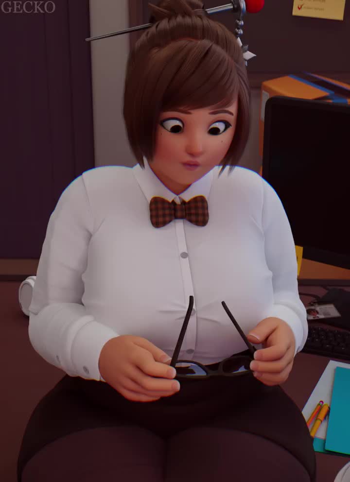 gecko (geckocgi), pixiewillow, mei (overwatch), overwatch, animated, sound, tagme, video, 1boy, 1girl, 3d, artist name, bow, bowtie, breast slap, breasts, brown eyes, brown hair, bursting breasts, desk, glasses, grabbing another's breast, groping, hair bun, hair ornament, hair stick, huge breasts, large breasts, looking at viewer, lotion, moaning, mole, mole on breast, no bra, office lady, pencil skirt, pov, pov hands, shiny skin, short hair, sidelocks, sitting, skirt