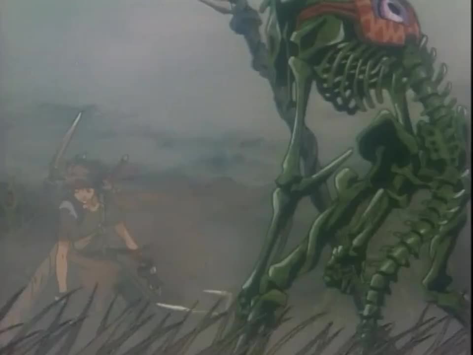cleo everlastin, orphen, majutsushi orphen, animated, sound, tagme, video, 1990s (style), blonde hair, cross, dragon, dress, duel, evening, fighting, headband, knife, long hair, moonlight, opening, retro artstyle, skeleton, very long hair