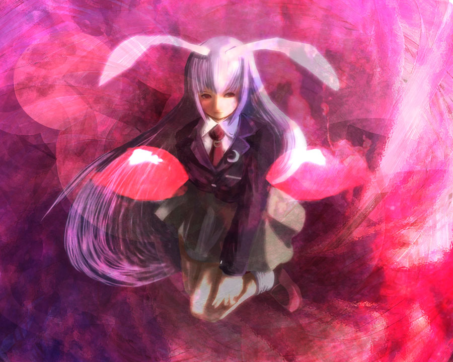 aojiru (shiro to kuro no mukyou), aoziru, reisen udongein inaba, touhou, 1girl, animal ears, female focus, rabbit ears, solo