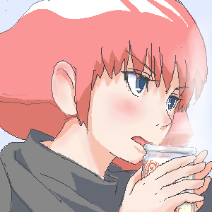 haman karn, gundam, zeta gundam, lowres, can, drink, oekaki, pink hair, solo
