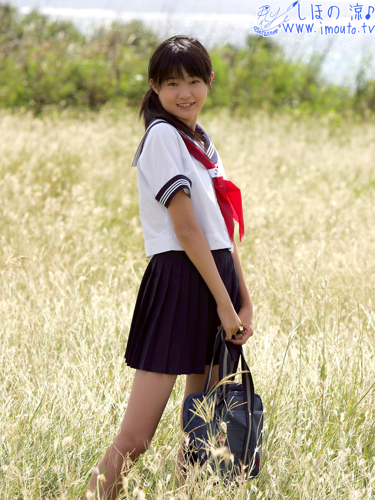 shihono ryo, shihono ryou, highres, photo (medium), 1girl, asian, female focus, school uniform, serafuku, solo