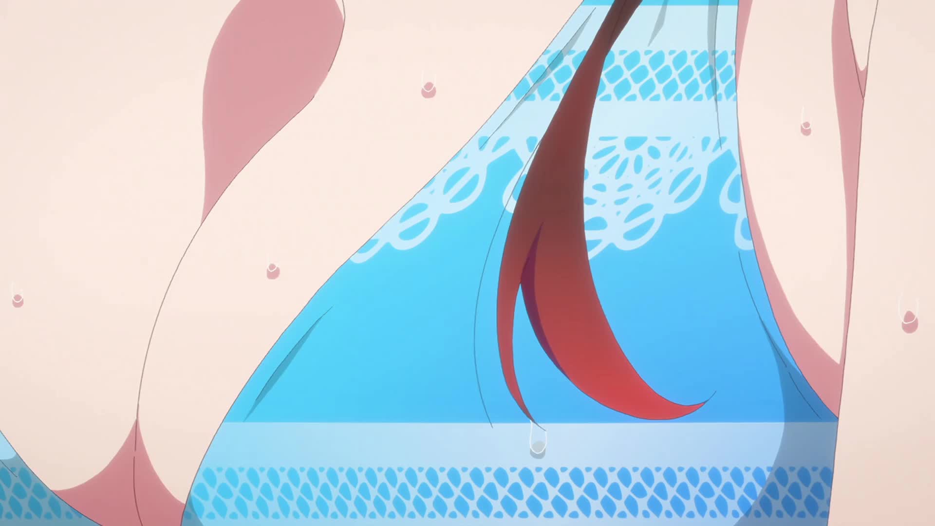 mizuhara chizuru, kanojo okarishimasu, animated, anime screenshot, highres, sound, tagme, video, 1girl, ass, ass focus, bikini, blue bikini, breast focus, breasts, brown hair, cleavage, close-up, head out of frame, large breasts, long hair, side-tie bikini bottom, swimsuit, wide hips