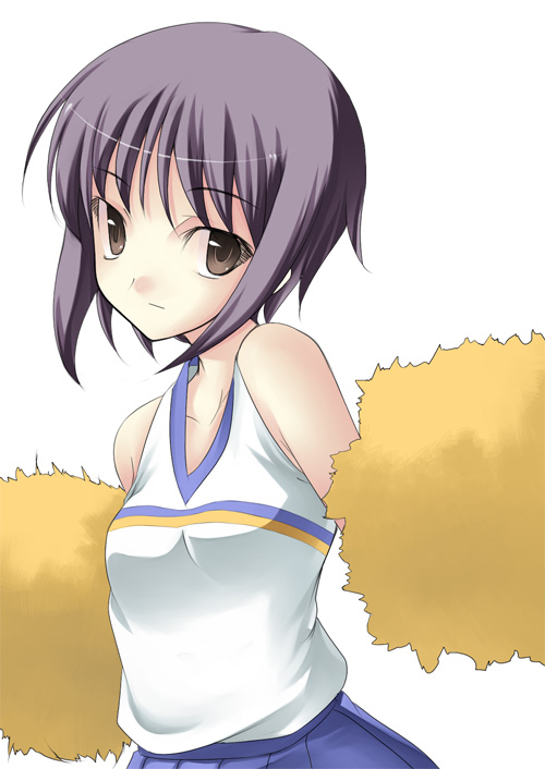 nakamura kusata, nagato yuki, suzumiya haruhi no yuuutsu, 00s, 1girl, cheerleader, female focus, pom pom (cheerleading), short hair, solo