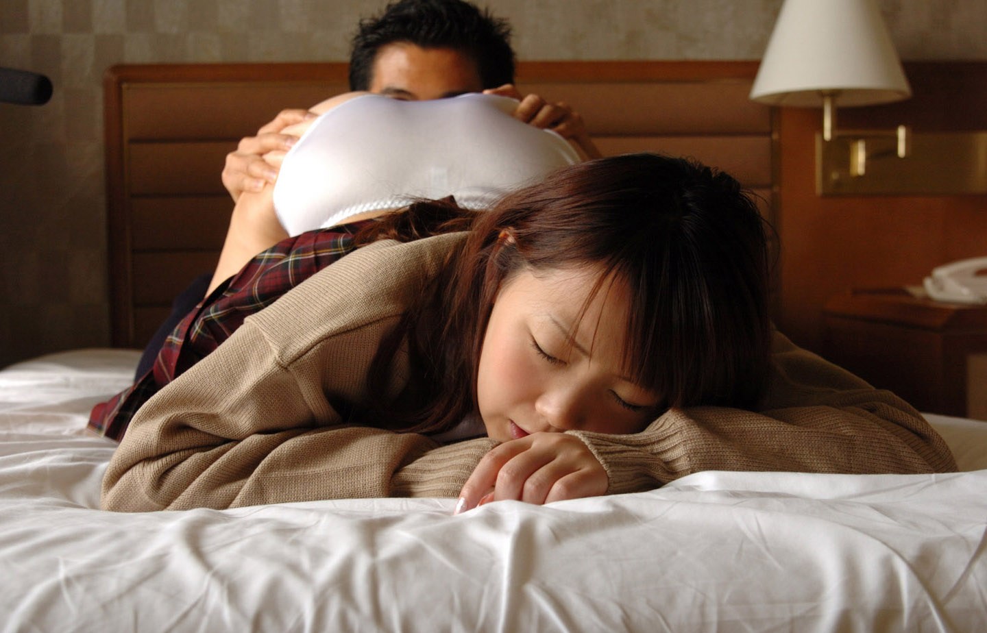 ass grab, photo (medium), 1boy, 1girl, ass, hetero, panties, school uniform, serafuku, underwear