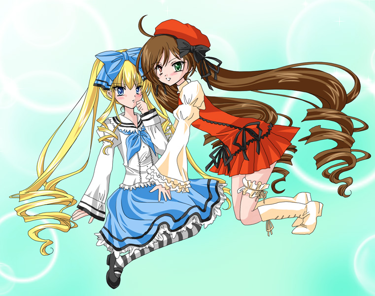 shinku, suiseiseki, rozen maiden, 00s, blonde hair, blue eyes, heterochromia, long hair, twintails