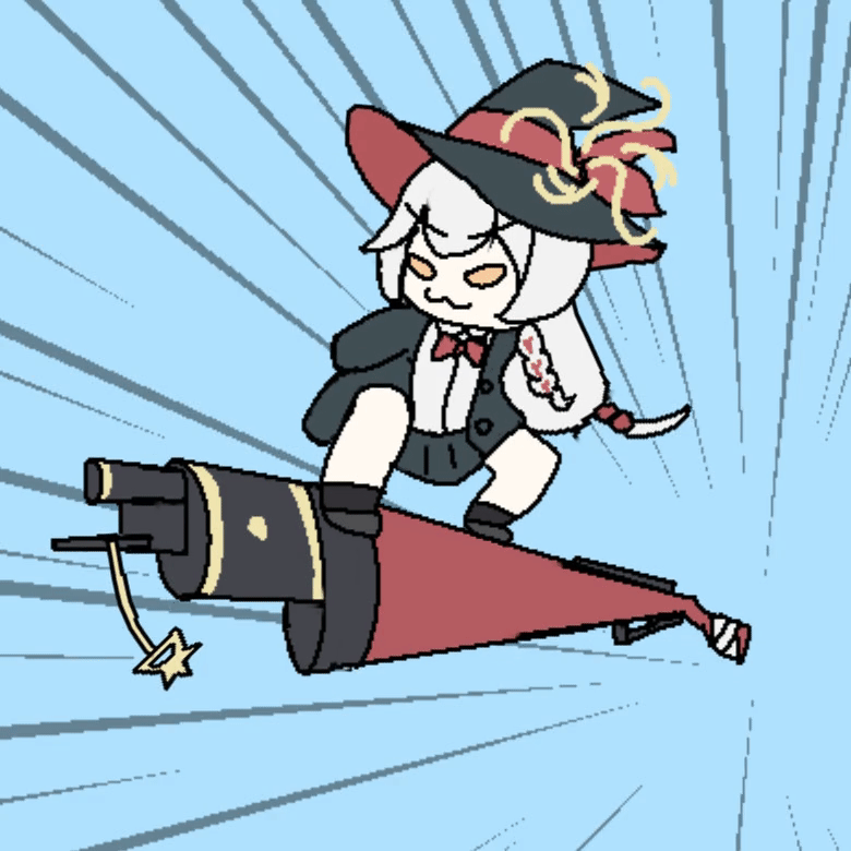eri (blue archive), tao pai pai, blue archive, arms behind back, bow, bowtie, braid, earrings, gun, halo, hat, jacket, jewelry, long coat, long hair, meme, panties, ring, shirt, skirt, sweater, underwear, weapon, white hair, witch hat