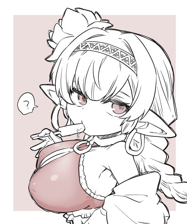nightcoat, haaselia, granblue fantasy, bikini, braid, breasts, earrings, food, haaselia (summer) (granblue fantasy), harvin, jewelry, large breasts, long hair, popsicle, red bikini, swimsuit