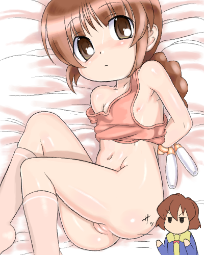 saga inu, ichijou, ichijou (pani poni), ichijou nozomi, pani poni dash!, lowres, 00s, 2girls, bdsm, bondage, bound, cleft of venus, jump rope, kneehighs, loli, multiple girls, no panties, pussy, socks