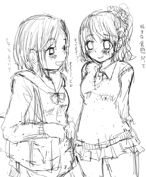 koowa, original, greyscale, monochrome, school uniform, serafuku, sweater, sweater vest, vest