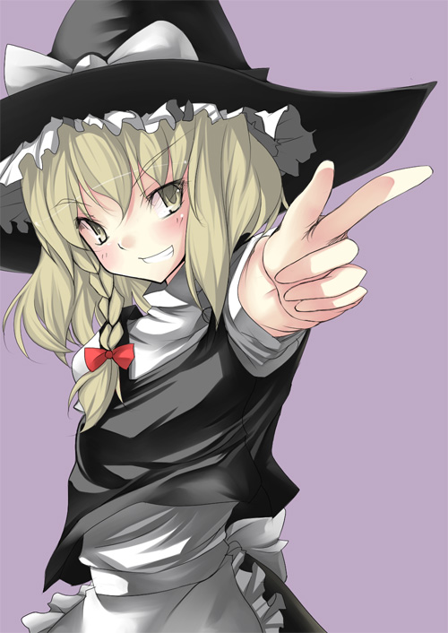 nakamura kusata, kirisame marisa, touhou, 1girl, blonde hair, bow, braid, female focus, hair bow, hat, red ribbon, ribbon, side braid, solo, witch hat