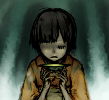 renzu (mushishi), mushishi, lowres, black hair, cup, sakazuki, short hair, solo