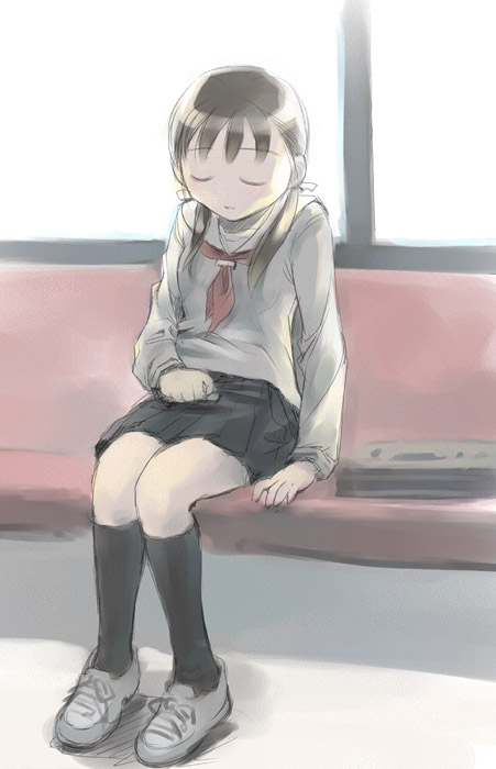 ikeda jun (mizutamari), original, closed eyes, school uniform, serafuku, sleeping, socks, solo