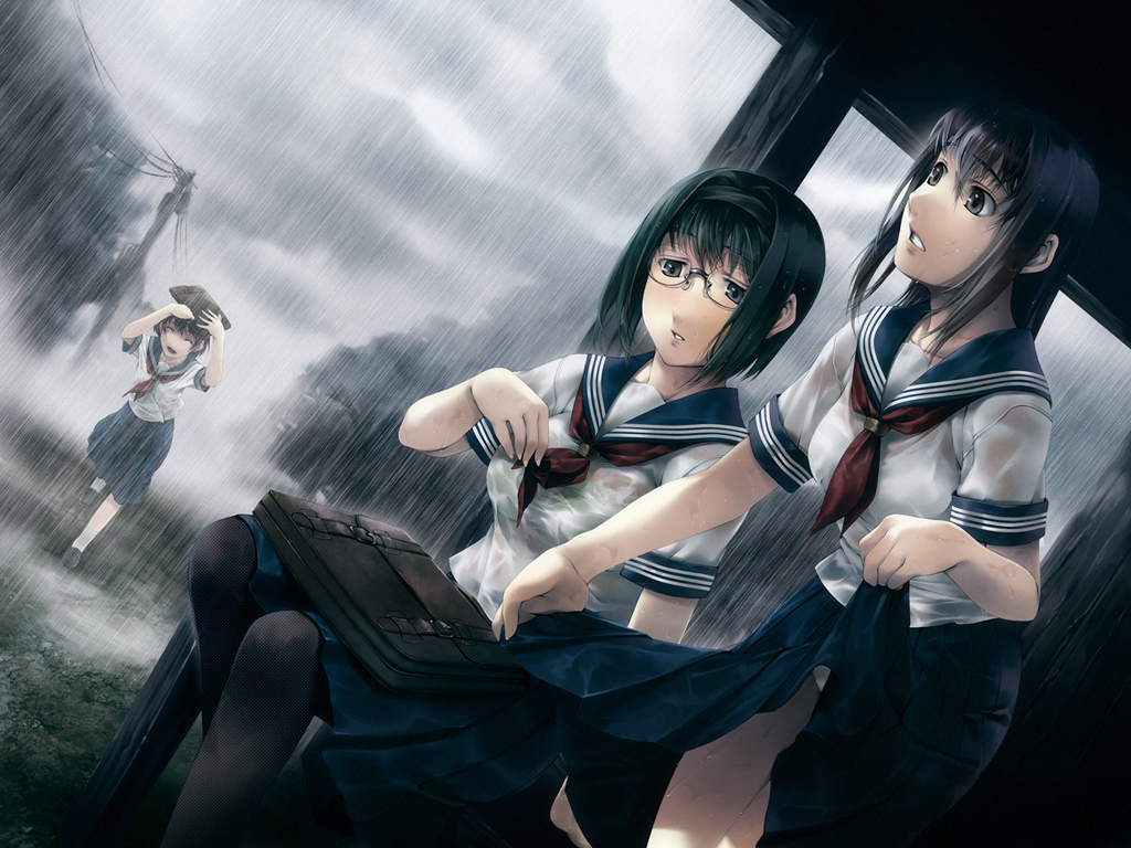 glasses, rain, school uniform, serafuku, walpurgisnacht, wet