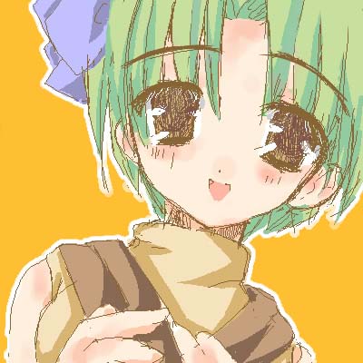 espresso, tsukamichi fumi, novice (ragnarok online), ragnarok online, lowres, tagme, green hair, oekaki, solo