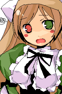 suiseiseki, rozen maiden, lowres, 00s, 1girl, female focus, headscarf, heterochromia, oekaki, solo, white headscarf