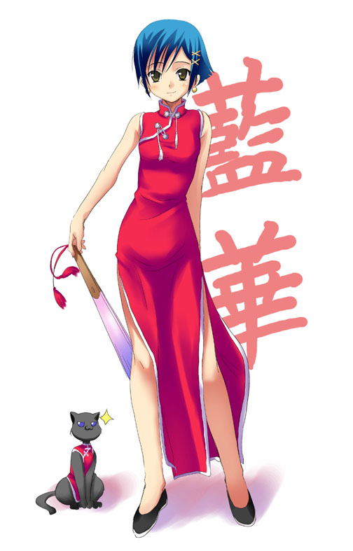 zono (rinkara-sou), aika granzchesta, hime granzchesta, aria (manga), 00s, alternate costume, black cat, cat, china dress, chinese clothes, dress, skin tight, solo