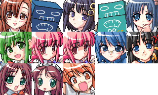 akaneya, 2003 server, 2k-tan, 95-tan, 98-tan, 98se-tan, ce-tan, me-tan, we-tan, xp-tan, os-tan, lowres, 6+girls, everyone, faceset, glasses, icon (computing), multiple girls