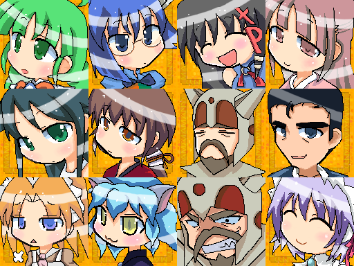 2k-tan, 95-tan, 98-tan, me-tan, neferpitou, xp-tan, os-tan, 3boys, 6+girls, androgynous, chibi, chibi only, crossover, everyone, glasses, green hair, icon (computing), multiple boys, multiple girls