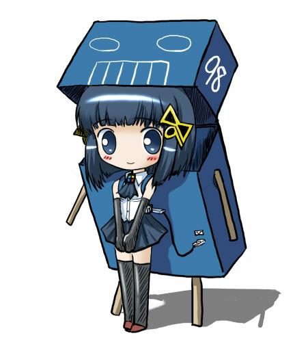 98-tan, os-tan, lowres, tagme, 1girl, black thighhighs, cable, charging device, chibi, chibi only, female focus, simple background, solo, thighhighs, white background