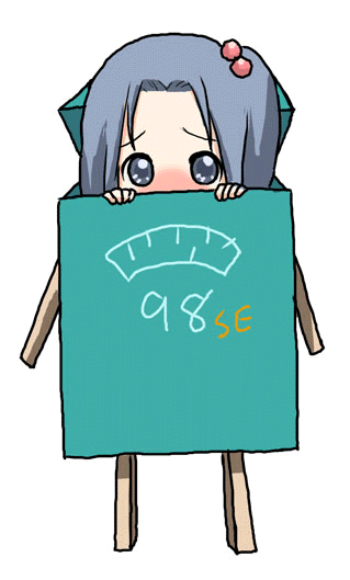 98se-tan, os-tan, animated, animated gif, 1girl, blush, female focus, hair ornament, hiding, looking at viewer, peeking out, simple background, solo, what, white background