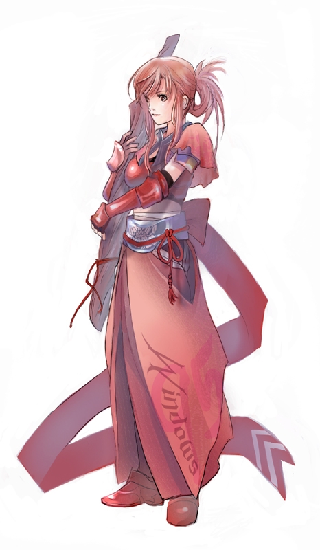 95-tan, os-tan, 1girl, brown hair, female focus, full body, gauntlets, looking to the side, red shoes, shoes, solo, standing
