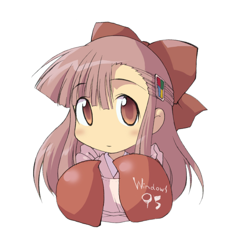 95-tan, microsoft windows, os-tan, windows 95, windows classic, tagme, 1girl, chibi, chibi only, female focus, half updo, solo