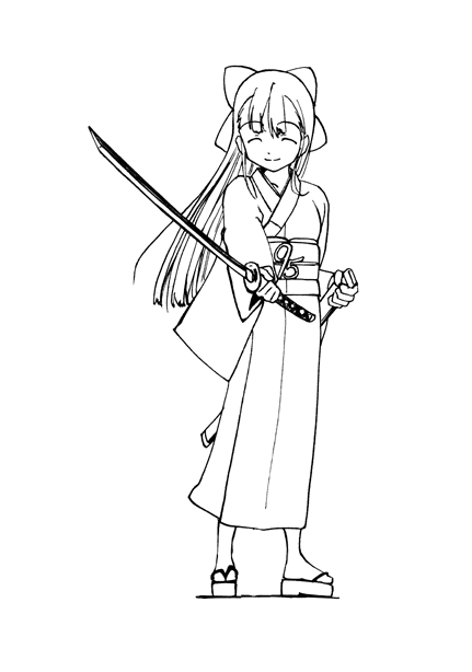 95-tan, os-tan, 1girl, female focus, greyscale, monochrome, solo, sword, weapon