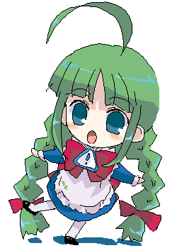 me-tan, os-tan, lowres, 1girl, ahoge, braid, chibi, chibi only, female focus, solo, twin braids