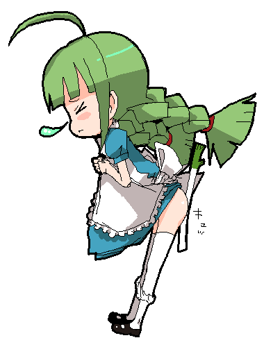 me-tan, os-tan, lowres, 1girl, female focus, full body, solo, spring onion, thighhighs, transparent background