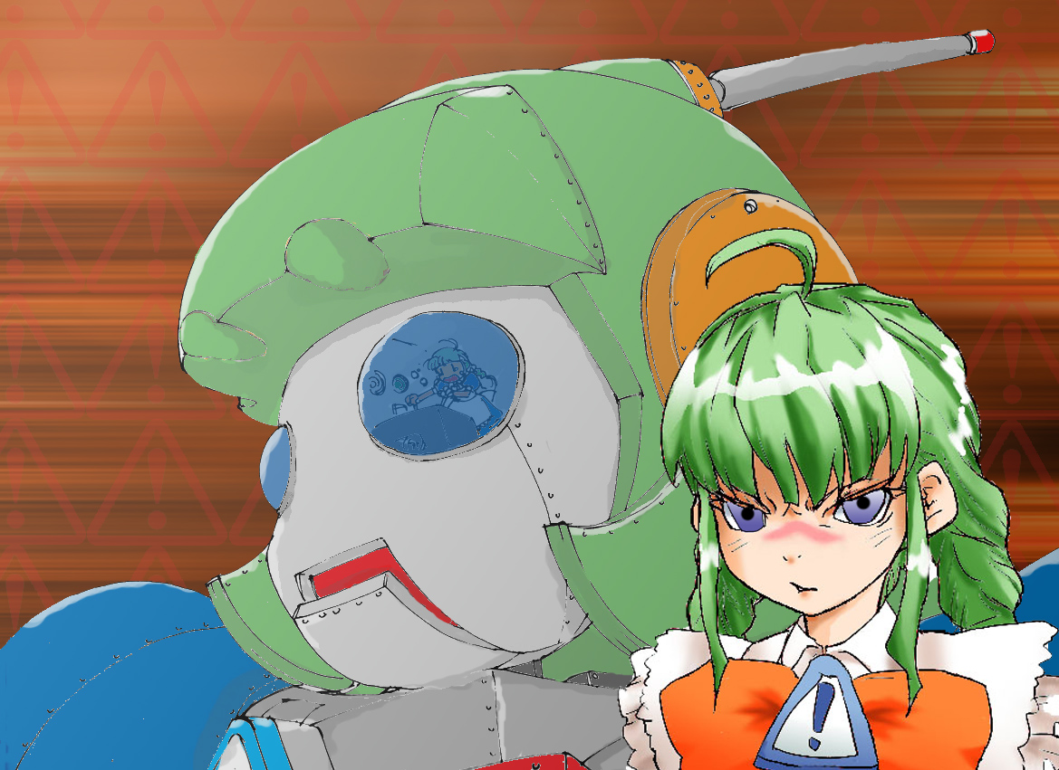 me-tan, os-tan, 1girl, female focus, mecha, robot, scowl, solo