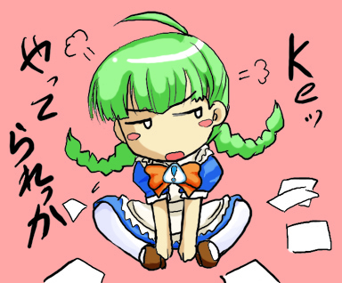 me-tan, os-tan, lowres, tagme, 1girl, female focus, paper, solo
