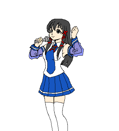 xp-tan, broccoli (company), galaxy angel, os-tan, animated, animated gif, easytoon (medium), lowres, 1girl, black hair, blue skirt, bouncing breasts, breasts, dancing, detached sleeves, female focus, large breasts, microphone, music, panties, pantyshot, parody, singing, skirt, solo, standing, thighhighs, transparent background, underwear, upskirt