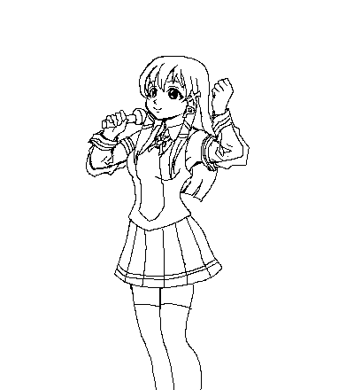 xp-tan, broccoli (company), galaxy angel, os-tan, animated, animated gif, easytoon (medium), lowres, 1girl, bare shoulders, dancing, detached sleeves, female focus, greyscale, long hair, microphone, miniskirt, monochrome, music, parody, pleated skirt, simple background, singing, skirt, solo, thighhighs, white background, zettai ryouiki