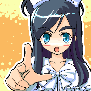 cure white, yukishiro honoka, futari wa precure, precure, lowres, 00s, 1girl, blue eyes, female focus, foreshortening, maid, oekaki, pixel art, pointing, solo