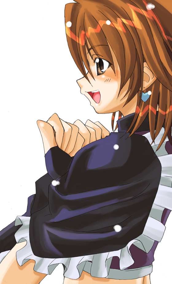 kabocha, kabocha (monkey4), cure black, misumi nagisa, futari wa precure, precure, 00s, 1girl, brown eyes, brown hair, female focus, magical girl, simple background, solo, white background
