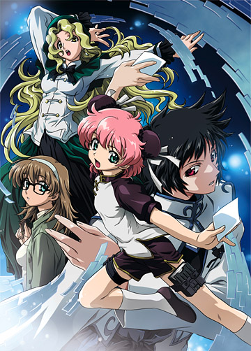 nenene, uon taraku, anita king, maggie mui, michelle cheung, sumiregawa nenene, r.o.d the tv, read or die, official art, 00s, 4girls, :o, androgynous, arm up, beret, black hair, blonde hair, brown hair, bun cover, capelet, child, chinese clothes, double bun, dual wielding, earrings, everyone, fighting stance, flat chest, glasses, glowing, green eyes, hair bun, hat, holding, jacket, jewelry, jumping, kneehighs, long hair, looking back, multiple girls, necklace, open clothes, open mouth, open shirt, paper, pendant, pink eyes, pink hair, raglan sleeves, shirt, shoes, shorts, skirt, socks, spiked hair, sweater, thigh strap, tomboy, turtleneck, very long hair, wavy hair, weapon, yellow eyes