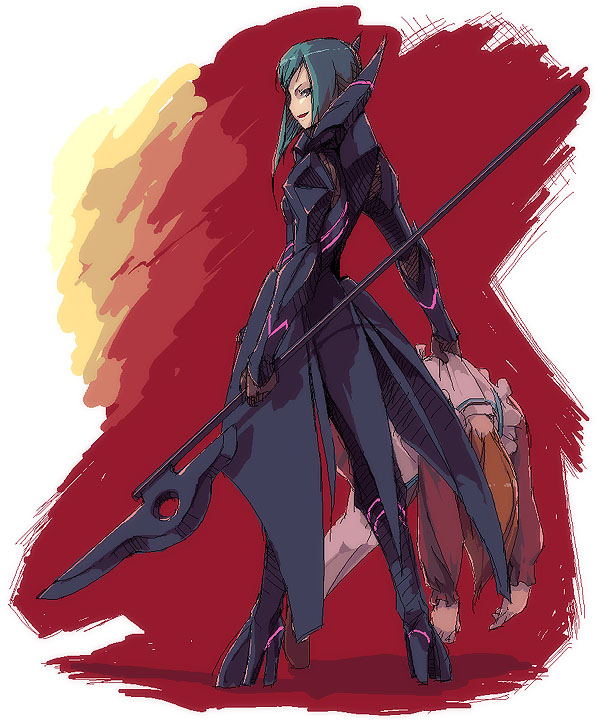 kyo (kuroichigo), tomoe marguerite, my-otome, 00s, armor, lifting person, polearm, weapon