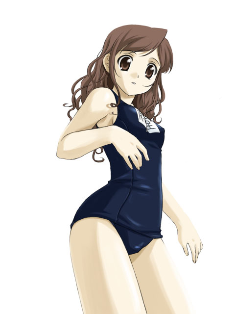 umekichi, toudou shimako, maria-sama ga miteru, 00s, 1girl, female focus, name tag, one-piece swimsuit, school swimsuit, solo, swimsuit