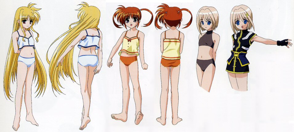 fate testarossa, takamachi nanoha, yagami hayate, lyrical nanoha, mahou shoujo lyrical nanoha, mahou shoujo lyrical nanoha a's, 00s, 3girls, blonde hair, bra, camisole, hair down, halterneck, lingerie, loli, long hair, multiple girls, panties, twintails, underwear, underwear only, very long hair