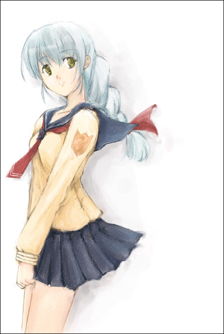 nanagou, md5 mismatch, 1girl, female focus, pleated skirt, school uniform, serafuku, skirt, solo, sweater