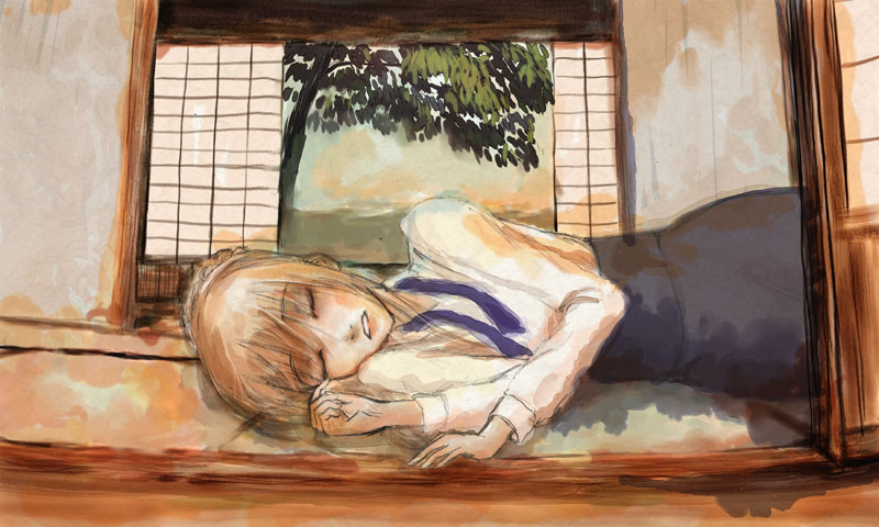 koromoya, artoria pendragon (fate), saber (fate), fate/stay night, fate (series), 00s, 1girl, blonde hair, closed eyes, female focus, short hair, sleeping, solo
