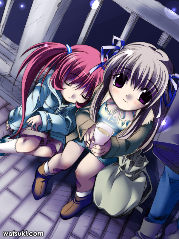 watsuki ayamo, michiru (air), toono minagi, air (visual novel), 00s, 2girls, multiple girls, night