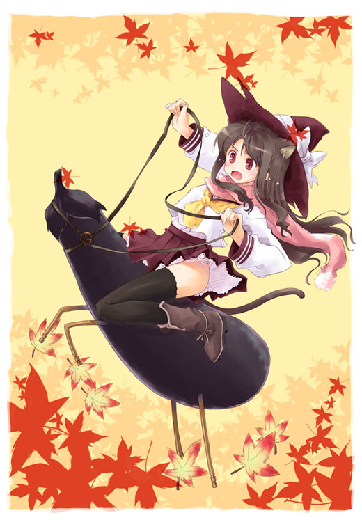 nagisa honoka, animal ears, cat ears, eggplant, pleated skirt, school uniform, serafuku, shouryouuma, skirt, solo
