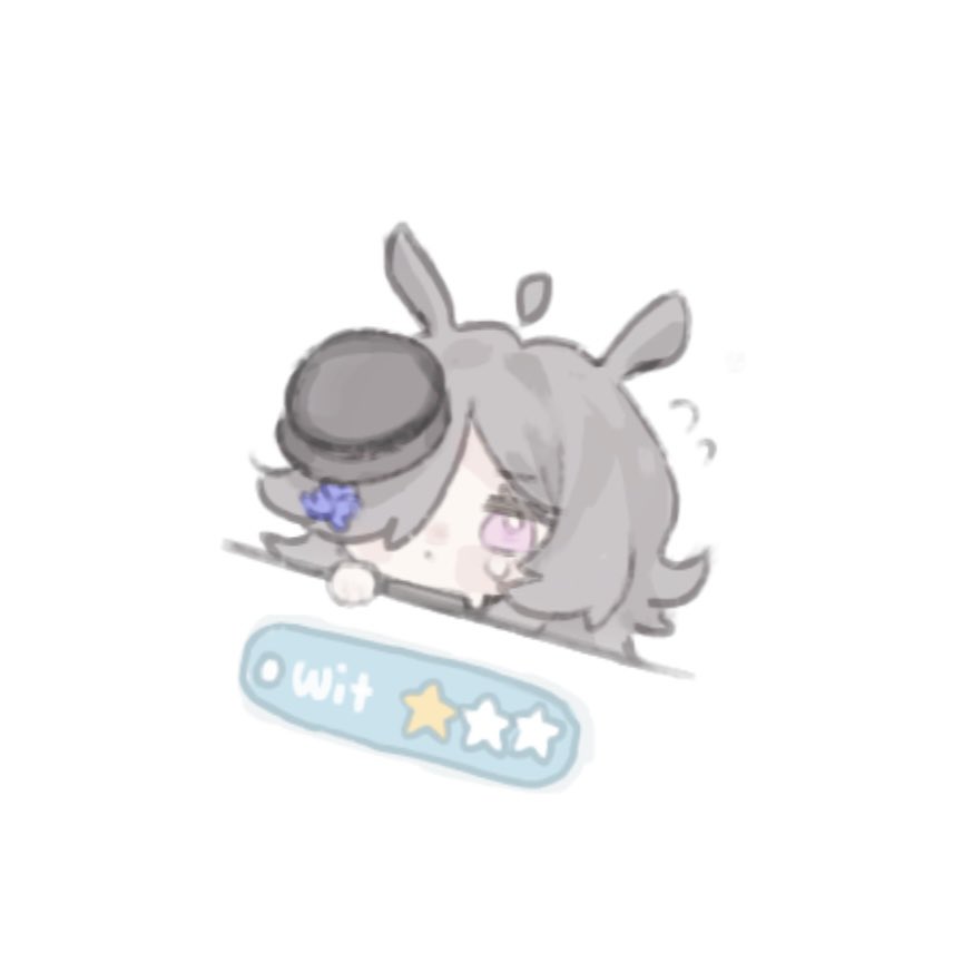 doktahzaki, rice shower (umamusume), umamusume, commentary, 1girl, animal ears, black hair, blue flower, blue rose, chibi, chibi only, closed mouth, flower, hair over one eye, hat, hat flower, horse ears, horse girl, long hair, purple eyes, rose, simple background, solo, tears, tilted headwear, upper body, white background