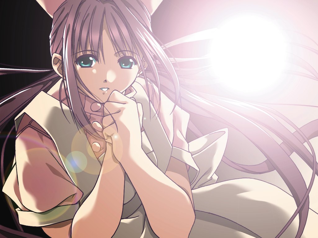 nanase ren, yakin byoutou, 00s, green eyes, hat, long hair, nurse, pink hair, pink hat, solo