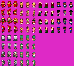 hinaichigo, jissouseki, shinku, souseiseki, suigintou, suiseiseki, rozen maiden, rpg maker, lowres, 00s, 5girls, multiple girls, pixel art